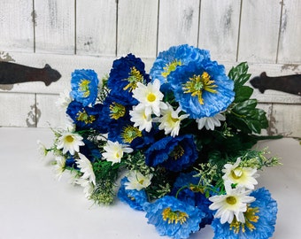 Blue and White Multi Blossom Spray , Wreath Supply, Floral