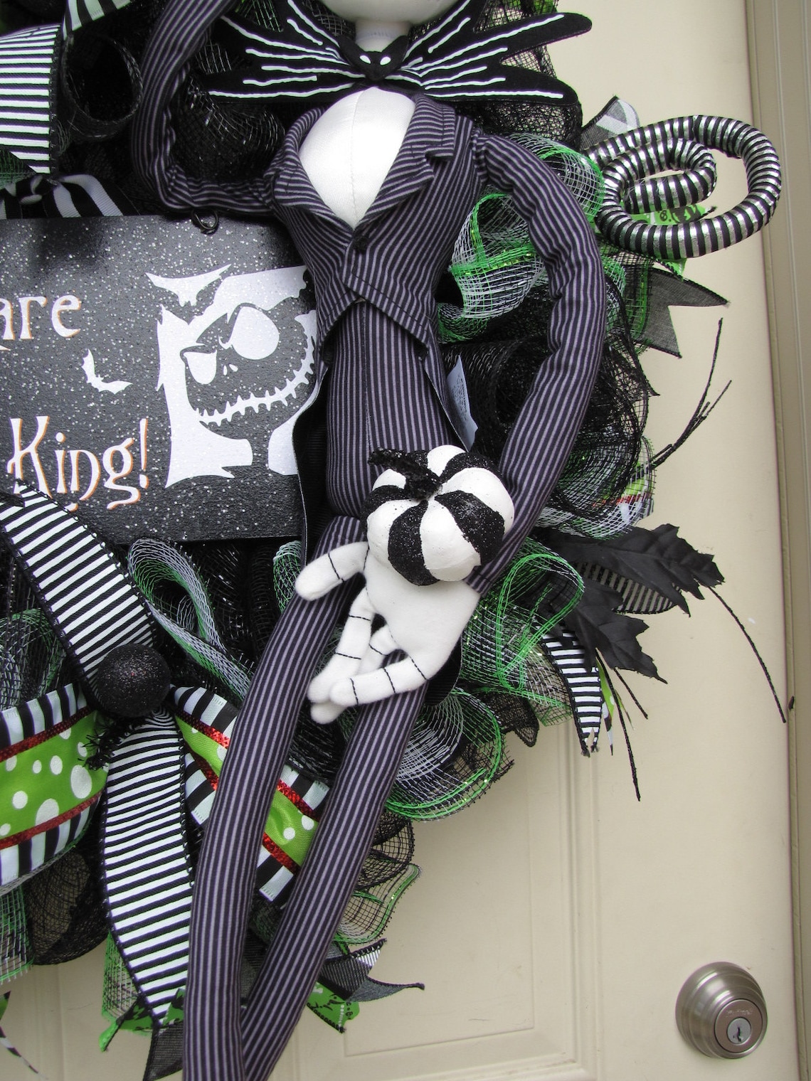 Halloween Wreath Jack Skellington Wreath Front Door Decor Etsy