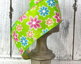 Wired Ribbon - Spring Ribbon - Flower Ribbon - Garden Ribbon - Summer Ribbon - Basket Ribbon- Floral Ribbon