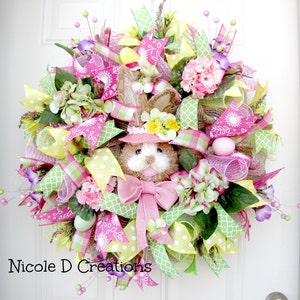 Easter Wreath -Deco Mesh Wreath- Front Door Wreaths- Spring Wreath