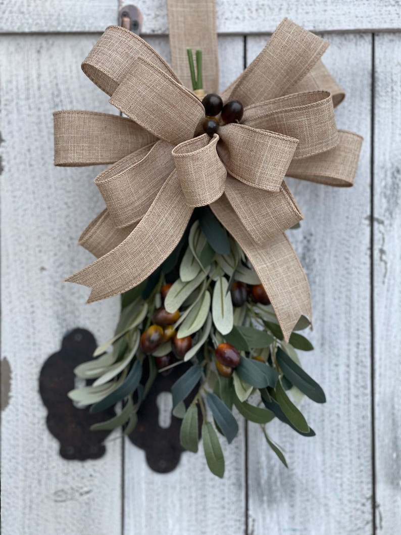 Farmhouse Mini Swag Everyday Teardrop Olive Branch Swag Etsy