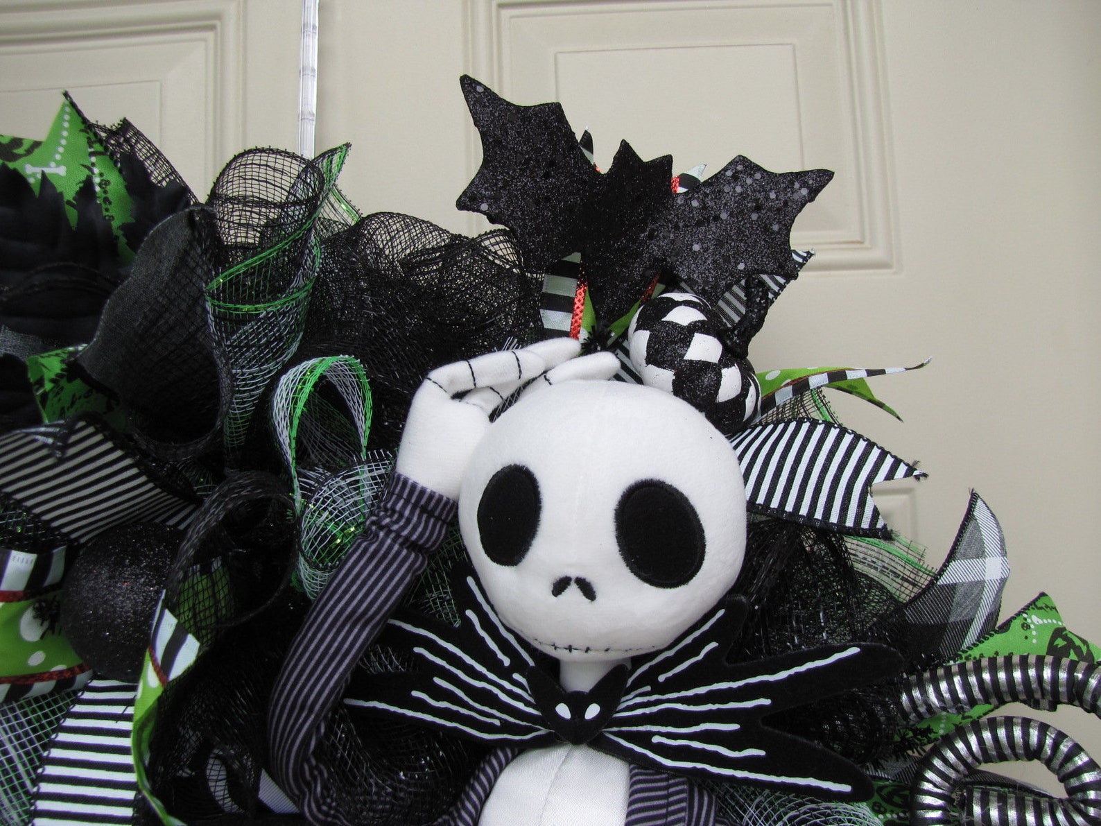 Halloween Wreath Jack Skellington Wreath Front Door Decor Etsy