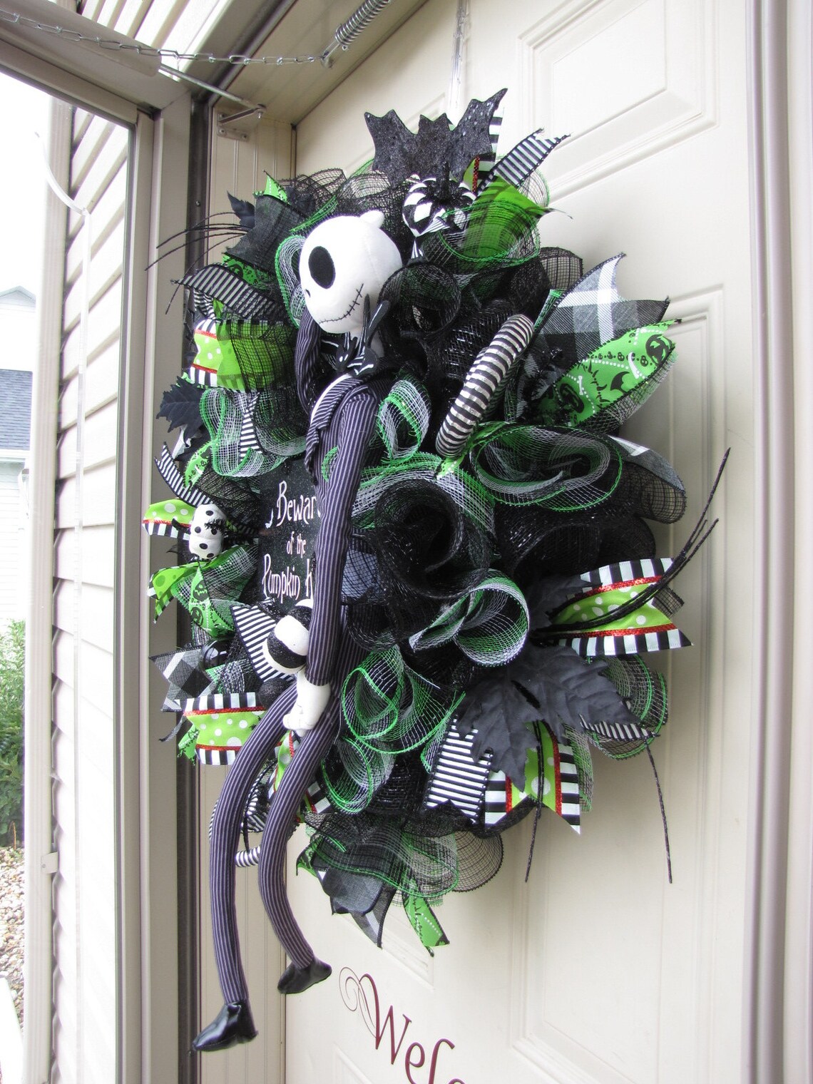 Halloween Wreath Jack Skellington Wreath Front Door Decor Etsy