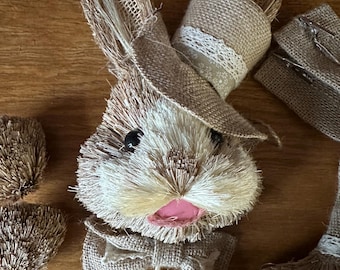 11&quot; Bunny Head With Hat & Bow Tie, Bunny Decor Kit, Wreath Enhancement, Easter Decor Kit, Easter Wreath Enhancement