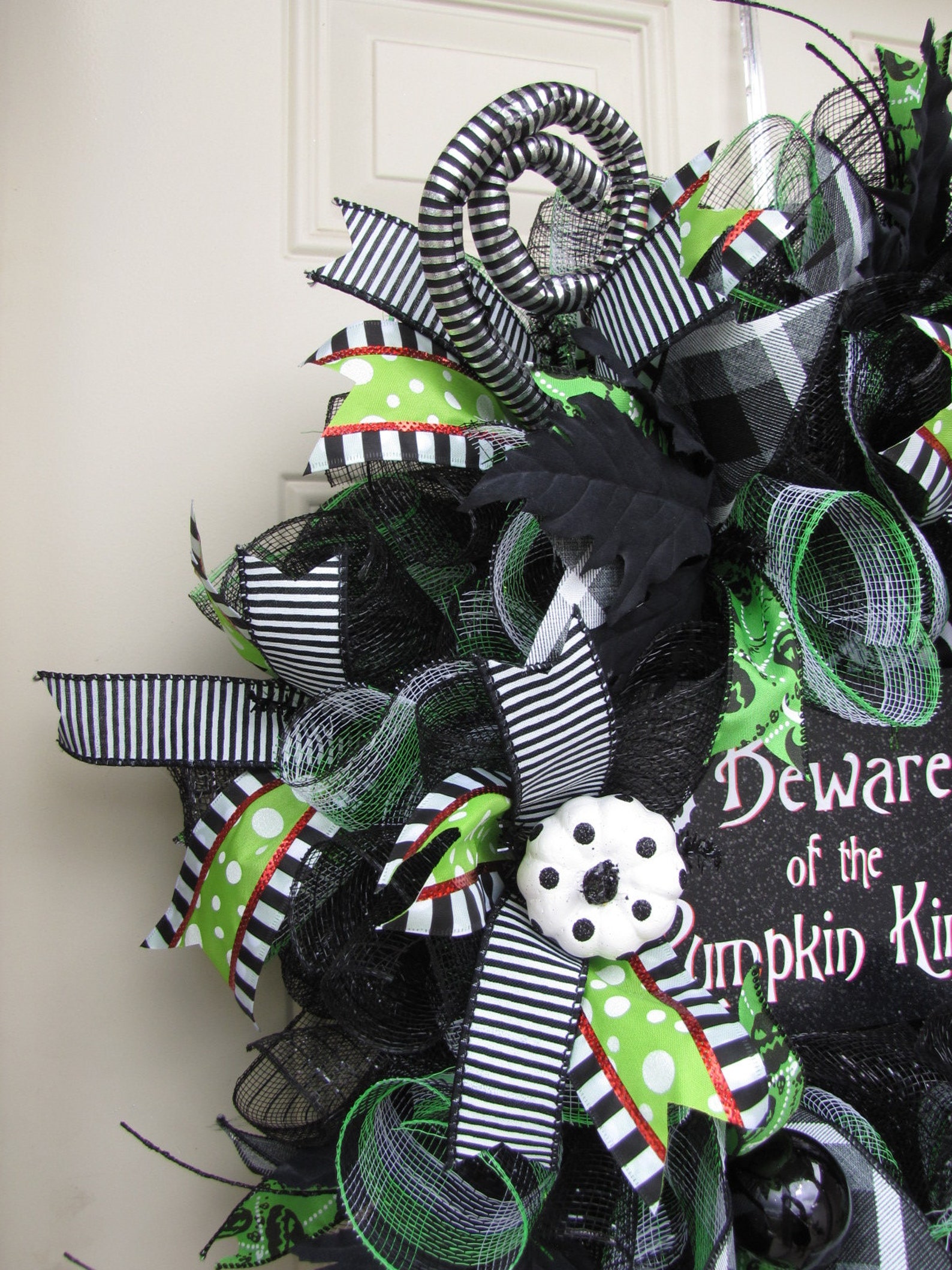 Halloween Wreath Jack Skellington Wreath Front Door Decor Etsy