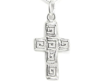 Mosaic Cross Necklace Sterling Silver - Gift Boxed with 1 Cor. 16:13 Stand Firm in the Faith Story Card - Discipleship - Handcrafted in USA