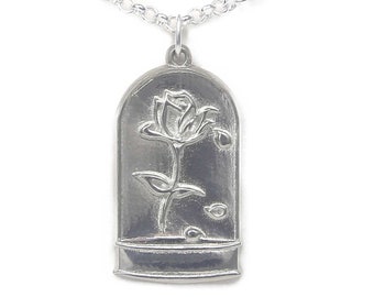 Beauty and the Beast Enchanted Rose Necklace Pewter - Gift Packaged for Cast or Crew of Musical Theater or Princess - Made in USA