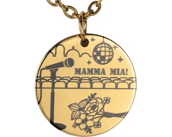 Mamma Mia Musical Theater Necklace with Virtual Engraving - Keepsake Gift for Cast Members Director Crew - Gift Packaged - Customizable