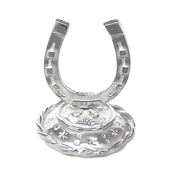 Lucky Horseshoe Ring Holder Tiny Ring Stand -Gift Boxed with Good Luck Story Card -Handcrafted Pewter Made in USA -Cowboy Cowgirl Equestrian