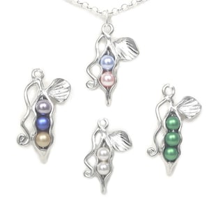 Customize Birthstone Crystal-Pearl Pea Pod Necklace - Gift Packed - Multicolor Peas in a Pod Necklace -  Pick your Colors Family Jewelry