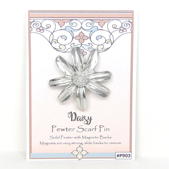 Vintage Rhinestones Metal Stick Pin Scarf Daisy Flower Lot Of 2‎ 81mm Metal Flower Brooch Pin: Daisy Scarf or Shawl Pin - Etsy main image 2