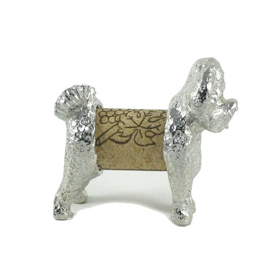 Schnauzer Dog Wine Cork Sculpture Pewter Made in USA Changeable Cork Display Gift Boxed with Story Card