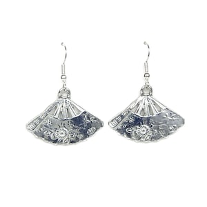 Pewter Fan Earrings Inspired by The Mikado, Madame Butterfly, The Geisha and Turandot - Gift Packaged - Handcrafted in USA