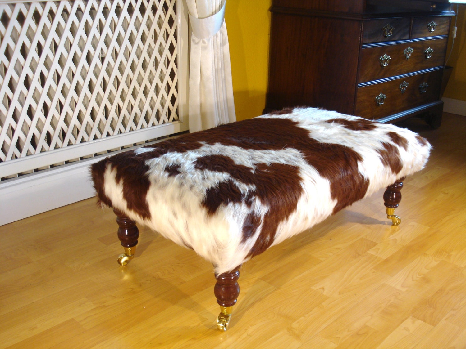 cowhide stool Footstool ottoman upholstered stool coffee Etsy