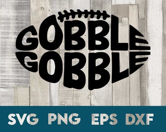 Thanksgiving Football SVG: Gobble Gobble Design (Digital File)