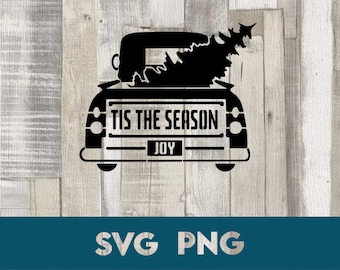 Tis The Season Truck SVG: Christmas Tree, Holiday Design (Digital Download)