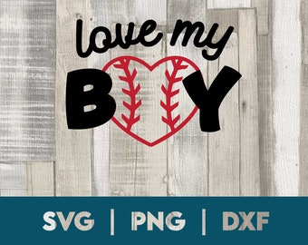 Love My Boy Baseball SVG PNG DXF: Baseball Mom Design (Digital Download)