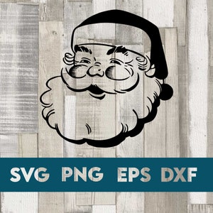 Vintage Santa svg, old school father christmas, Santa Face svg, Christmas svg, Santa Claus svg, Santa Head svg, Funny Santa svg