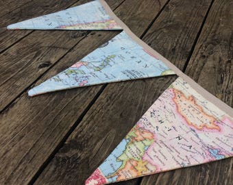 11 Flag Bunting // World // Travel // Vintage - Light Blue