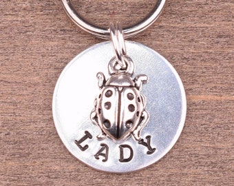 Small Ladybug Pet Tag for Dogs Cats and Horses, Custom Lady Bug Dog Tags for Dogs, Summer Dog Name Tags, Spring Garden Cat Collar Tag