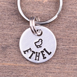 Tiny Pet Tag Personalized with a Chick and Your Pet&#39;s Name and Id, Mini Cat Id Tag, Small Dog Tags, Backyard Chicken Pet Id Tag, Bird Id Tag