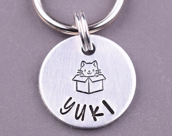 特大サイズの猫の箱入り猫タグ、かわいい子猫タグ、小さな猫の首輪タグ、パーソナライズされた猫タグ、カスタム猫の名前タグ、ミニ猫IDタグ、ペットタグ