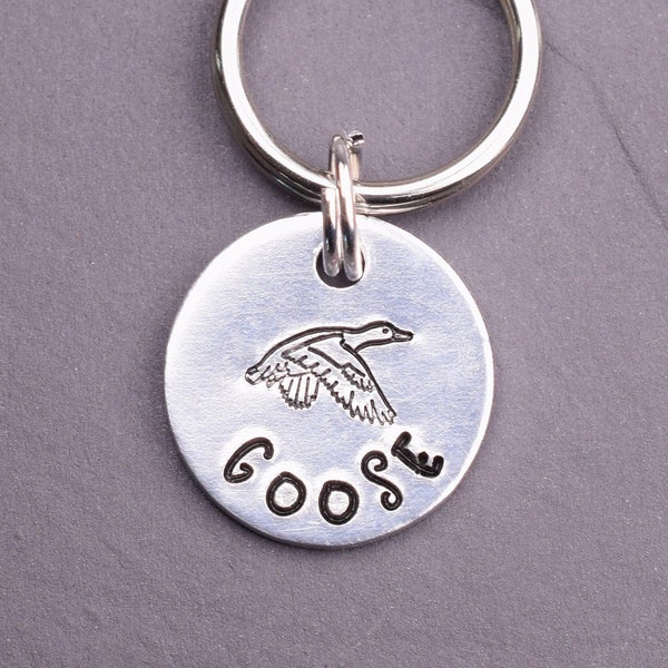 Extra Small Goose Pet Tag Personalized with Your Pet's Name and Number, Flying Goose Cat Id Tag, Small Dog Tags, Cat Collar Tag, Kitten Tag