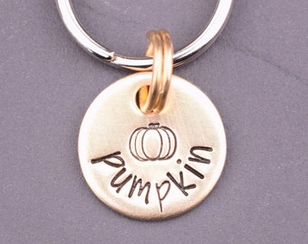 Tiny Pumpkin Dog Tag Personalized with Your Dog's Name and Id, Cat Id Tag, Small Dog Tags, Pet Id Tag