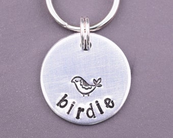 Small Bird Dog Tag, Custom Bird Cat Id Tag with Name, Cute Bird Pet Tag, Personalized Small Dog Name Tags for Dogs, Birdie Kitten Tag