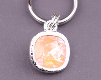 Pink Peach Crystal Cat Collar Charm, Pet Collar Charm, Dog Collar Charm, Girl Cat Collar Charm, Bridle Charm, Pet Gifts, Gift for Cat