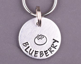 Small Blueberry Dog Tag, Cute Forest Woodland Pet Tag, Dog Name Tags, Cat Collar Tag, Personalized Dog Tags for Dogs, Blueberry Cat Id Tag