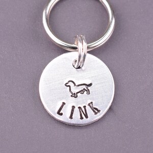 Extra Small Dachshund Dog Id Tag, Custom Dog Tags for Dogs, Mini Dachshund Lover Pet Tag, Hand Stamped Personalized Dog Name Tag