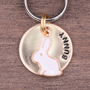 Small Pet Id Tag, Bunny Rabbit Dog Tags for Dogs, Personalized Dog Tag, Cat Name Tag, Bridle Tag, Hand Stamped Pet Rabbit Tag