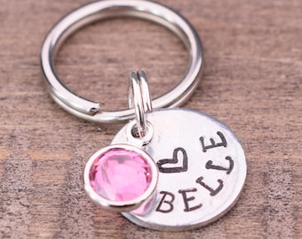 Pink Crystal Pet Id Tag, Tiny Cat Tag, Custom Cat Tag, Personalized Small Dog Tags, Kitten Tag, Kitten Id Tag, Hand Stamped Metal Pet Tag