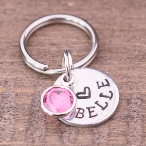 Pink Crystal Pet Id Tag, Tiny Cat Tag, Custom Cat Tag, Personalized Small Dog Tags, Kitten Tag, Kitten Id Tag, Hand Stamped Metal Pet Tag