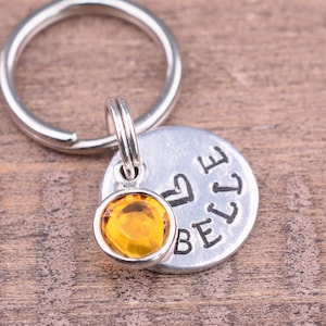 Namensschild Id für kleine Hunderassen mit Topas Kristall Anhänger, Id Tag personalisiert, Id Tag Geschenk für Ihn