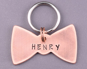 Bow Tie Dog Tag, Cute Dog Tag Personalized with Your Dog's Name and Id, Cat Id Tag, Small Dog Tags for Dogs, Pet Id Tag, Bowtie Cat Tag