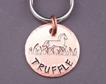 Small Pet Tag with a Horse Design, Custom Horse Tack and Bridle Tag, Barn Cat Id Tag, Equestrian Stable Dog Name Tag, Horse Lover Gift