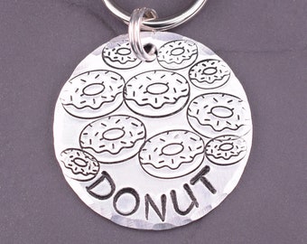 Doughnut Dog Id Tag, Custom Dog Tags for Dogs, Hand Stamped Donut Dog Name Tags, Cute Cat Name Tag, Cat Id Tag, Bakery Pet Tag