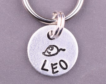 Tiny Mouse Cat Tag, Personalized Cat Id Tag, Cute Kitten Tag, Custom Cat Collar Tag, Small Pet Id Tag, Small Dog Tag, Mini Cat Name Tag