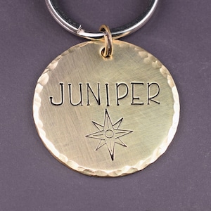 North Star Dog Tag, Extra Large Personalized Dog Tag, Custom Dog Tags for Dogs, Star Dog Id Tag, Dog Name Tags, Hand Stamped Pet Dog Tag