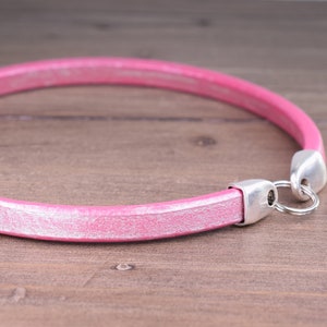 Leather Dog Tag Collar, Metallic Pink Leather House Collar, Greyhound Tag Collar, Whippet Collar, Sighthound Dog Id Collar