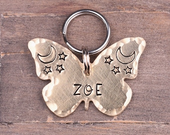 Butterfly Dog Tag, Dog Id Tag Personalized with Your Dog's Name and Phone Number, Boho Dog Tags for Dogs, Unique Whimsical Pet Id Tag