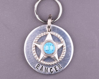 Personalized Ranger Star Dog Tag, Jewelry for Dogs, Hand Stamped Western Dog Id Tag, Custom Dog Tags for Dogs, Horse Bridle Tag