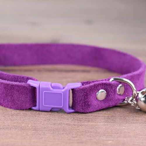 Super Soft Leather Cat Collar Taupe Suede Cat Collar Safety Etsy