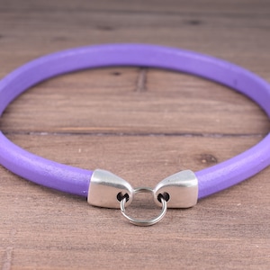 Leather Tag Collar, Violet Leather Greyhound Tag Collars, Purple Sighthound House Collar for Whippet Galgo Borzoi Saluki Italian Greyhound