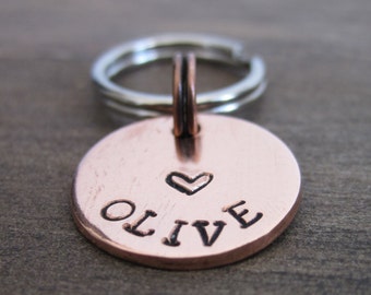 Extra Small Pet ID Tag - Cat Tag - Small Dog Tag - Kitten Tag - Bridle Tag - Halter Tag - Little Tag - Hand Stamped Copper