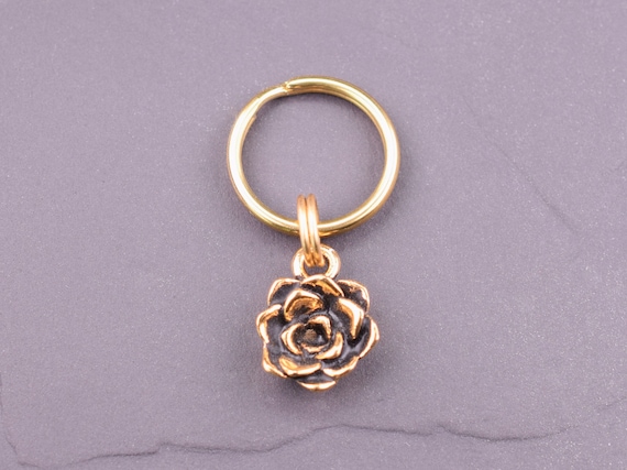 Rose Collar Charm, Pet Collar Charm, Gold Flower Dog Collar Charm, Pretty Floral Rose Cat Collar Charms, Succulant Charm for Pets, Pet Gift