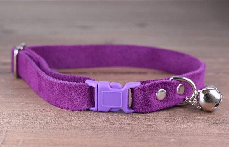 Super Soft Leather Cat Collar Purple Suede Cat Collars Etsy