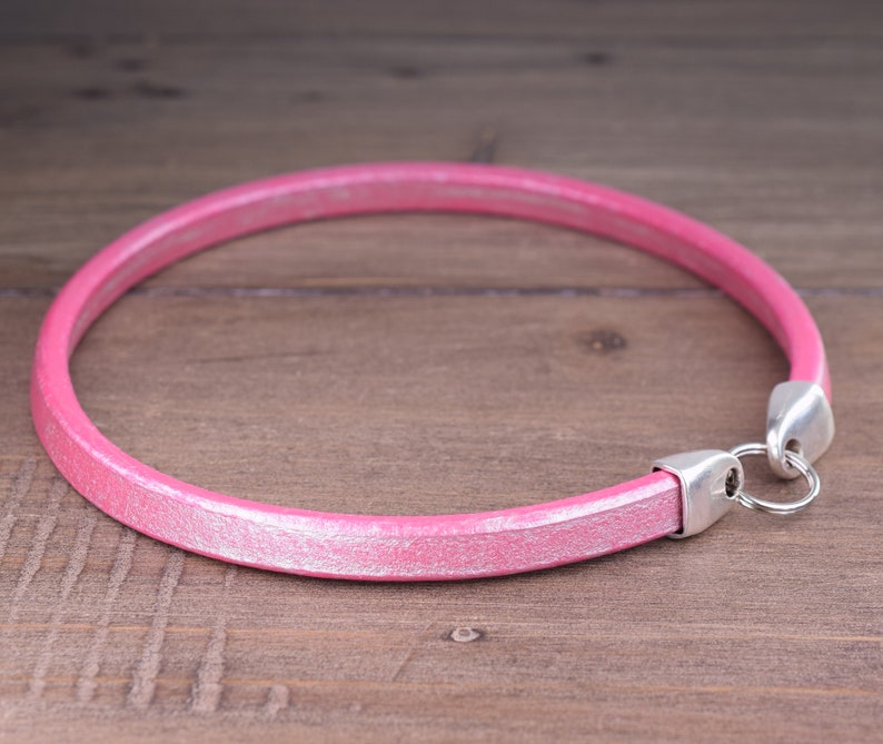Whippet Tag Collars Metallic Fuchsia Leather House Collar Leather Dog Tag Collar Handmade Leather Tag Collar Greyhound Tag Collar